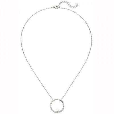 Collier Halskette mit Anhänger Edelstahl 1 Süßwasser Perle 50 cm | 54257 / EAN:4053258541999