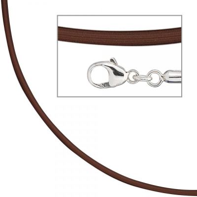 Collier Halskette PVC braun, Verschluss aus 925 Silber 42 cm - 2 mm | 35416 / EAN:4053258104446