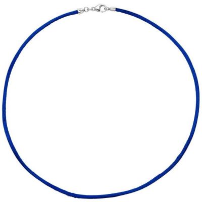 Collier Halskette Seide blau 2,8 mm 42 cm, Verschluss 925 Silber Kette | 35413 / EAN:4053258104408