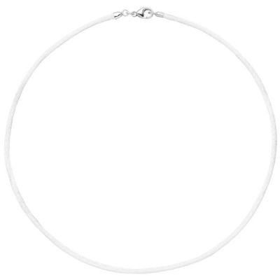 Collier Halskette Seide in weiß 42 cm, Verschluss 925 Silber Kette | 26913 / EAN:4053258103722