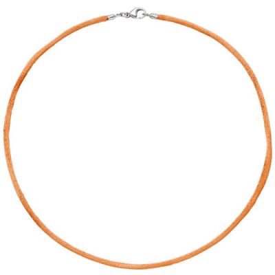 Collier Halskette Seide orange 42 cm - 2,8 mm, Verschluss 925 Silber | 27561 / EAN:4053258103692