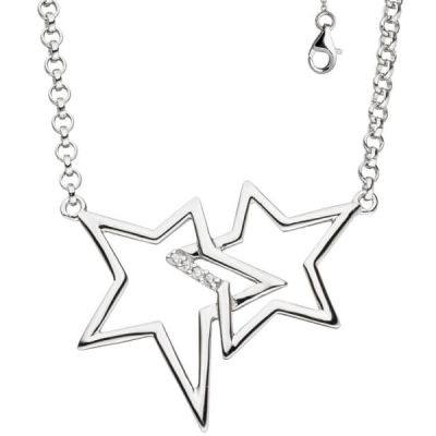 Collier Halskette Sterne 925 Silber mit Zirkonia 45 cm Silberkette | 46498 / EAN:4053258309544