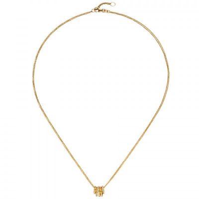 Collier Kette mit Anhänger 585 Gold Gelbgold 24 Diamanten Brillanten 45 cm | 54314 / EAN:4053258544310