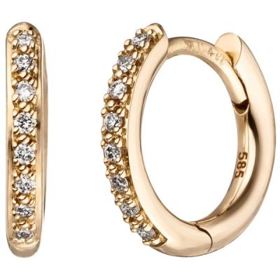 Creolen 585 Gold Gelbgold 16 Diamanten Brillanten Ohrringe Goldcreolen | 54313 / EAN:4053258544297