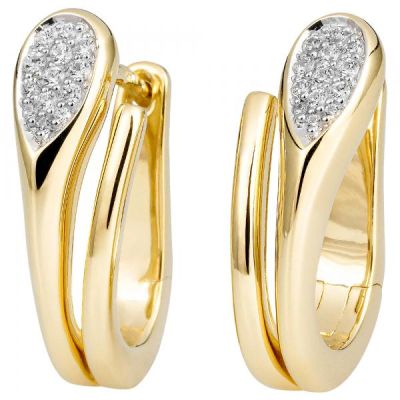 Creolen 585 Gold Gelbgold 26 Diamanten Brillanten Ohrringe | 54373 / EAN:4053258546130