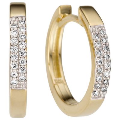 Creolen 585 Gold Gelbgold 32 Diamanten Brillanten Ohrringe | 53407 / EAN:4053258526286