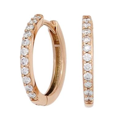 Creolen 585 Rotgold 22 Diamanten Brillanten Ohrringe Klappmechanik | 42091 / EAN:4053258244098