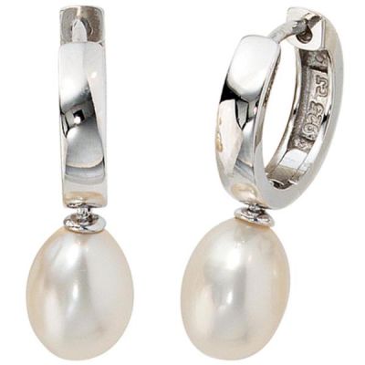 Creolen 925 Silber 2 Süßwasserperlen Perlen Ohrringe Perlenohrringe | 27601 / EAN:4053258091432