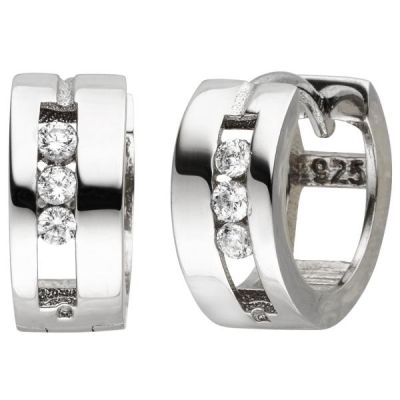 Creolen 925 Sterling Silber 6 Zirkonia Ohrringe Silbercreolen Silberohrringe | 52379 / EAN:4053258508473