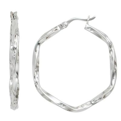Creolen 925 Sterling Silber rhodiniert diamantiert Ohrringe | 40624 / EAN:4053258219362