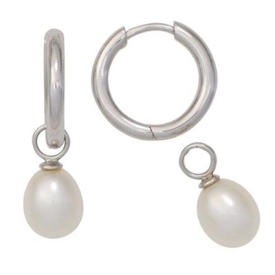 Creolen mit Süßwasser Perlen zum Einhängen 925 Sterling Silber | 51550 / EAN:4053258366639