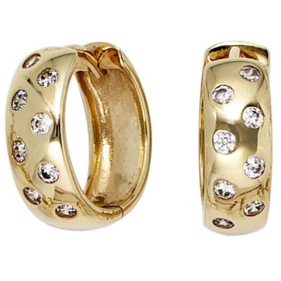 Creolen rund 333 Gold Gelbgold 16 Zirkonia Ohrringe Goldohrringe | 39596 / EAN:4053258203002