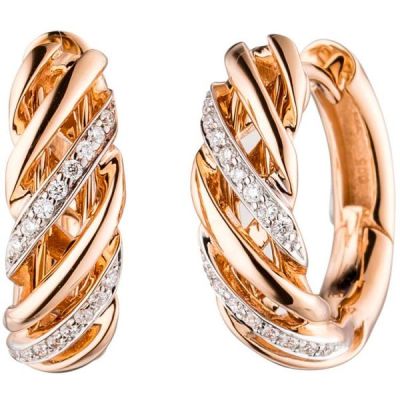 Creolen rund 585 Gold Rotgold 32 Diamanten Brillanten Goldcreolen | 44834 / EAN:4053258289174