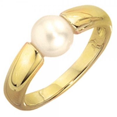 Damen Ring 333 Gelbgold 1 Perle Goldring Perlenring | 30602 / EAN:4053258061831