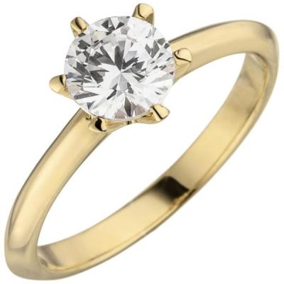 Damen Ring 585 Gelbgold 1 Diamant Brillant 1,0 ct. Diamantring Solitär | 50842 / EAN:4053258360644