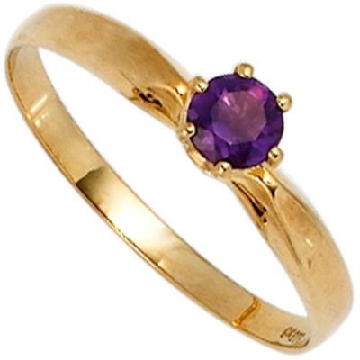 Damen Ring 585 Gold Gelbgold 1 Amethyst lila violett Goldring | 39693 / EAN:4053258234440