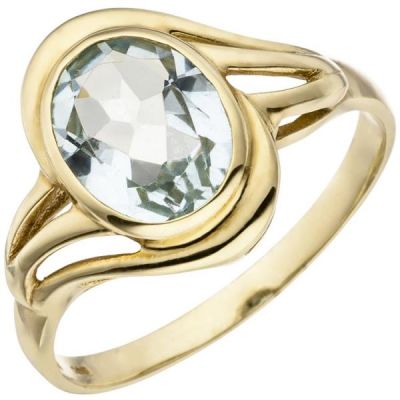 Damen Ring 585 Gold Gelbgold 1 Aquamarin hellblau blau Goldring | 43991 / EAN:4053258280256