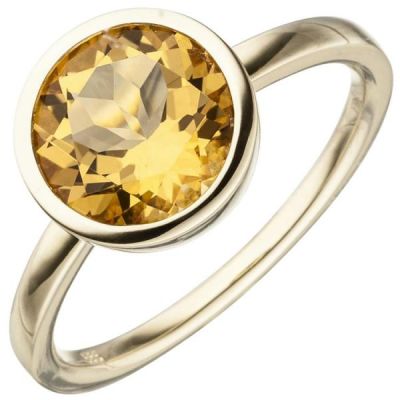 Damen Ring 585 Gold Gelbgold 1 Citrin orange | 53394 / EAN:4053258519301