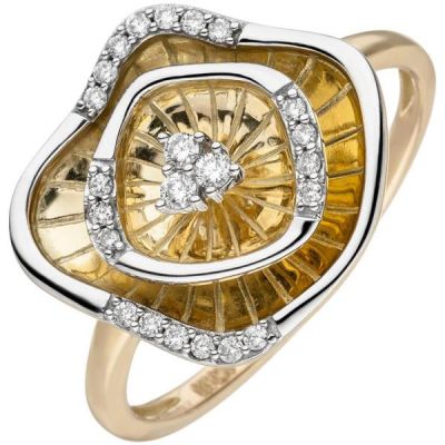 Damen Ring 585 Gold Gelbgold bicolor 23 Diamanten | 53680 / EAN:4053258527306