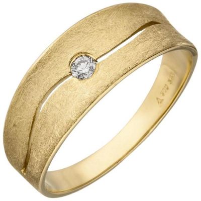 Damen Ring 585 Gold Gelbgold eismatt, 1 Diamant Brillant 0,06ct. | 52539 / EAN:4053258470183