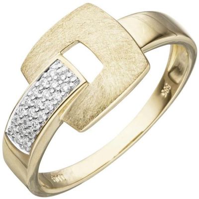 Damen Ring 585 Gold Gelbgold eismatt 22 Diamanten | 53427 / EAN:4053258519646