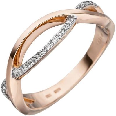 Damen Ring 585 Gold Rotgold 20 Diamanten Diamantring | 48610 / EAN:4053258341780