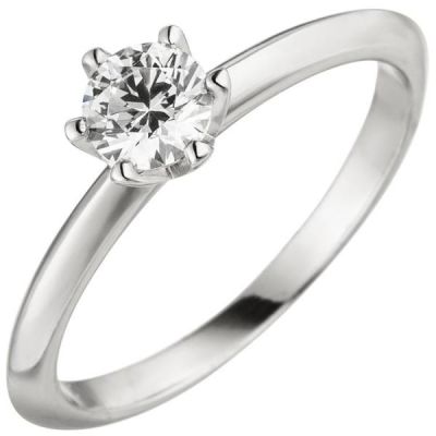 Damen Ring 585 Gold Weißgold, 1 Diamant Brillant 0,50 ct. Solitär | 50850 / EAN:4053258363225