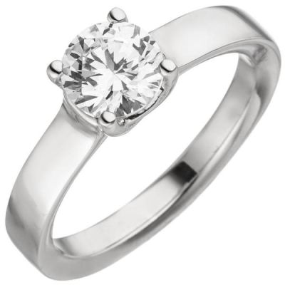Damen Ring 585 Gold Weißgold 1 Diamant Brillant 1,0 ct. Solitär | 50782 / EAN:4053258362433
