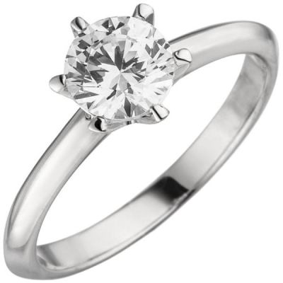 Damen Ring 585 Gold Weißgold 1 Diamant Brillant 1,0 ct., Solitär | 50852 / EAN:4053258363362