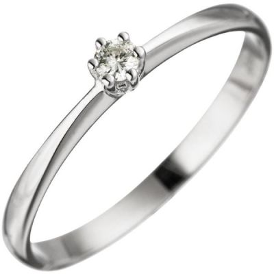 Damen Ring 585 Gold Weißgold 1 Diamant Brillant Weißgoldring | 46884 / EAN:4053258312162