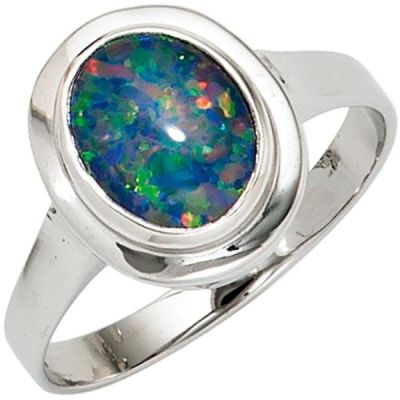 Damen Ring 585 Gold Weißgold 1 Opal-Triplette Weißgoldring Opalring | 39710 / EAN:4053258234686