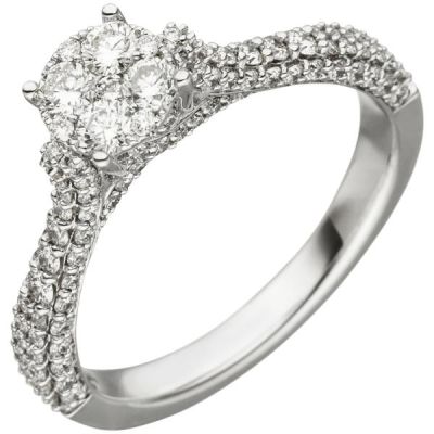 Damen Ring 585 Gold Weißgold 119 Diamanten Brillanten | 54208 / EAN:4053258540633