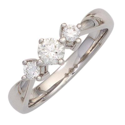 Damen Ring 585 Gold Weißgold 3 Diamanten 0,50ct. | 42045 / EAN:4053258242650