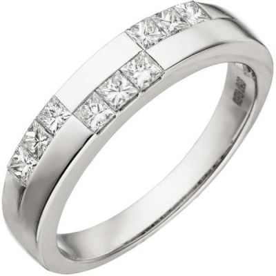 Damen Ring 585 Gold Weißgold 9 Diamanten im Carree Schliff | 50712 / EAN:4053258358177