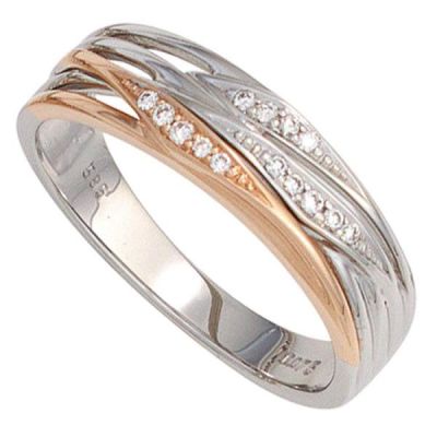 Damen Ring 585 Gold Weißgold Rotgold 14 Diamanten | 42130 / EAN:4053258245248