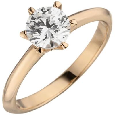 Damen Ring 585 Rotgold 1 Diamant Brillant 1,0 ct. Diamantring Solitär | 50847 / EAN:4053258361986