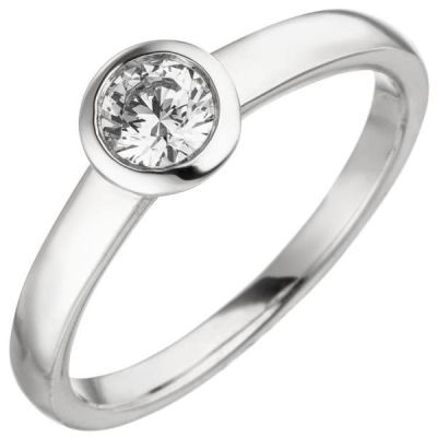 Damen Ring 585 Weißgold 1 Diamant Brillant 0,15 ct. Solitär | 50813 / EAN:4053258362662