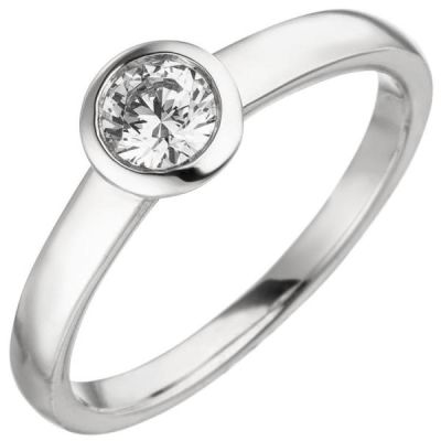 Damen Ring, 585 Weißgold 1 Diamant Brillant 0,15 ct. Solitär | 50813 / EAN:4053258362662