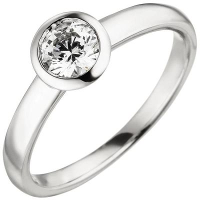 Damen Ring 585 Weißgold 1 Diamant Brillant 0,50 ct. Solitär | 50815 / EAN:4053258362808