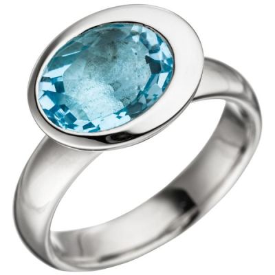 Damen Ring 925 Sterling Silber 1 Blautopas hellblau blau Silberring Topasring | 46659