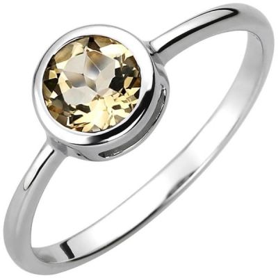 Damen Ring 925 Sterling Silber 1 Citrin gelb | 52793 / EAN:4053258506714