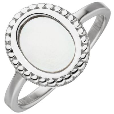 Damen Ring 925 Sterling Silber 1 Perlmutt-Einlage oval | 53529 / EAN:4053258533840