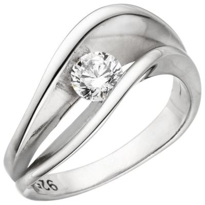 Damen Ring 925 Sterling Silber, 1 Zirkonia ca. 8,4 mm breit | 52427 / EAN:4053258509876