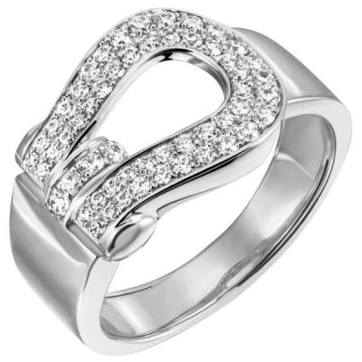 Damen Ring 925 Sterling Silber 30 Zirkonia, 12 mm breit | 51804 / EAN:4053258455821