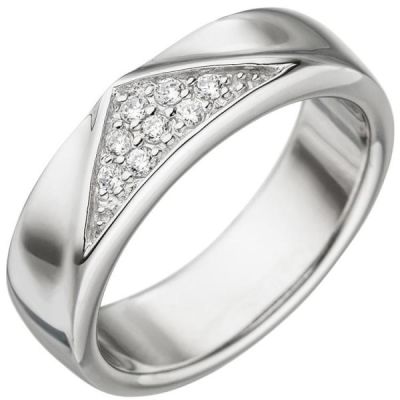 Damen Ring 925 Sterling Silber 8 Zirkonia 6,1 mm breit | 48295 / EAN:4053258328675