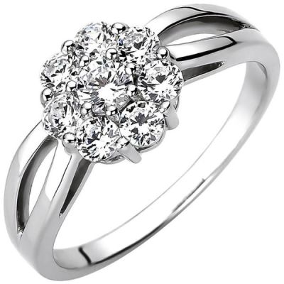 Damen Ring 925 Sterling Silber 8 Zirkonia, 8,7 mm breit | 52731 / EAN:4053258504277