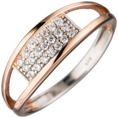 Damen Ring 925 Sterling Silber bicolor mit Zirkonia | 44949 / EAN:4053258292327