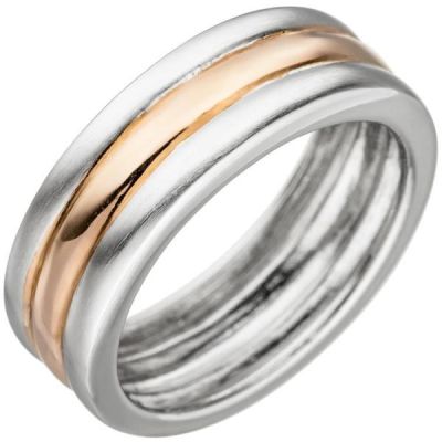Damen Ring 925 Sterling Silber bicolor teil matt | 48312 / EAN:4053258328996
