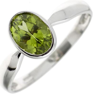 Damen Ring 925 Sterling Silber, rhodiniert 1 Peridot grün | 40146 / EAN:4053258237274