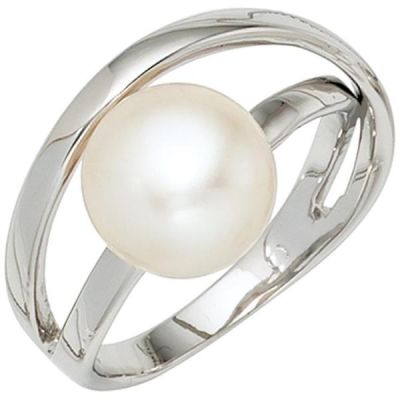 Damen Ring 925 Sterling Silber rhodiniert 1 Perle Perlenring | 40443 / EAN:4053258238776